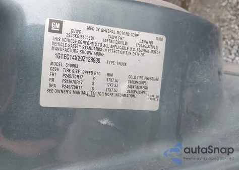 2009 GMC Sierra 1500 Work Truck из США, поврежденный, VIN 1GTEC14X29Z128999